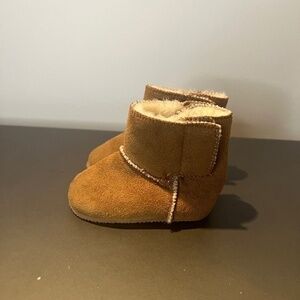 Wonder Kids Dark Tan Brown Faux Suede & Fur Ankle Moccasin Booties Sz 2